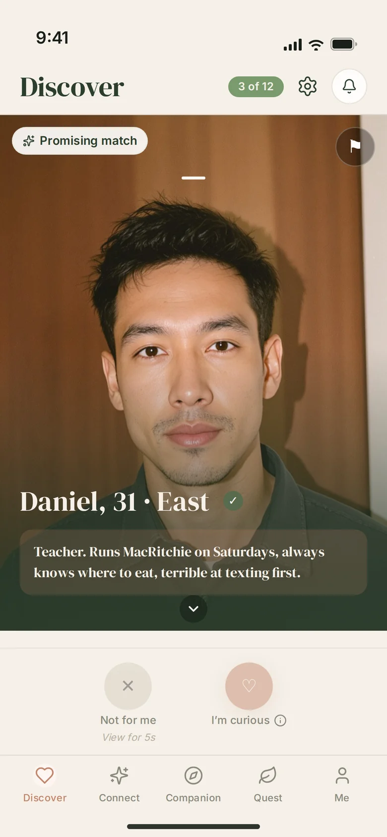 One profile from the daily short list in Spring
